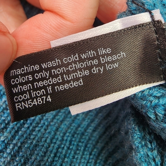 The Limited Teal Wool Blend Pullover V-Neck Open Knit Sweater Women's Large L - Picture 6 of 7